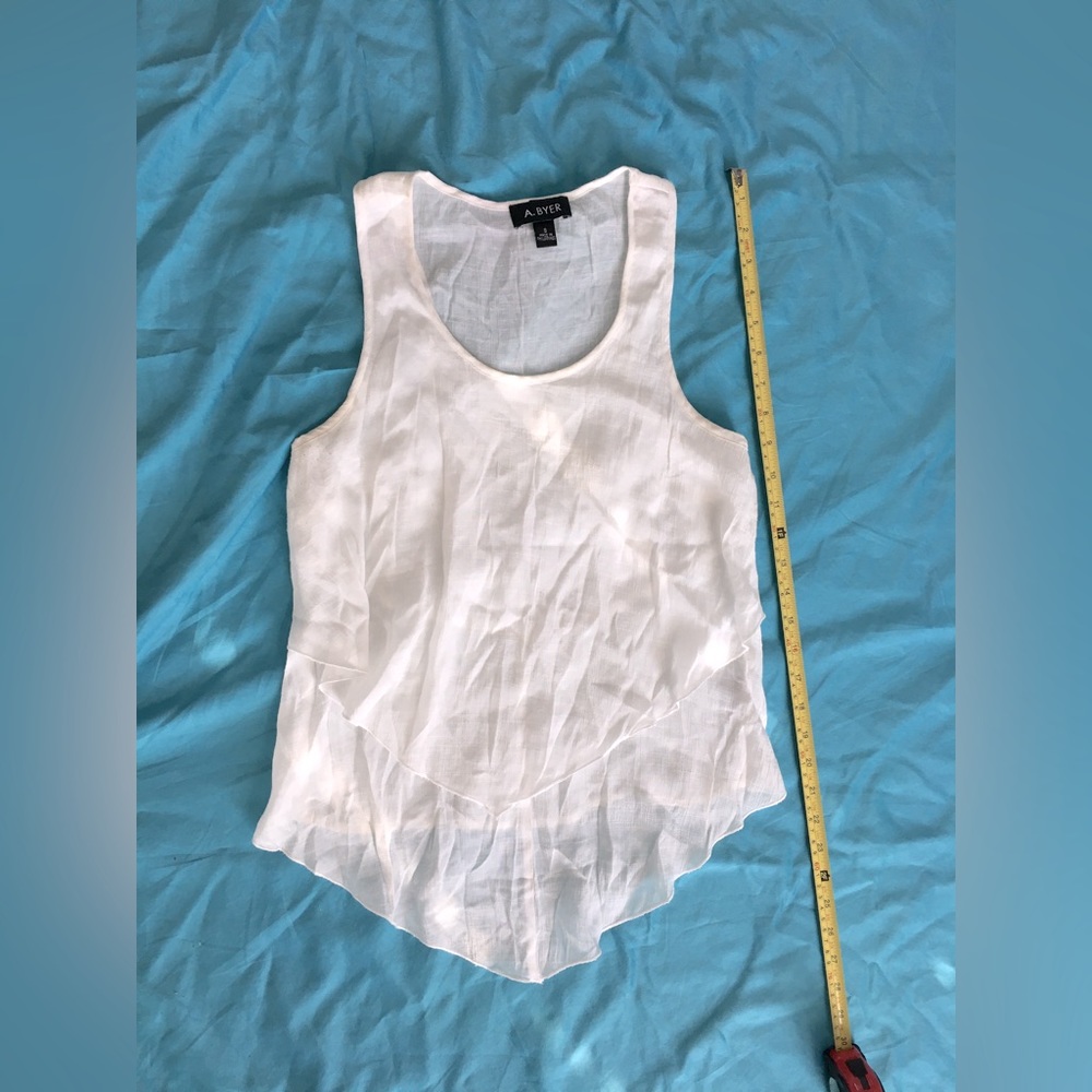 A. Byer off white sleeveless sheer flowy blouse